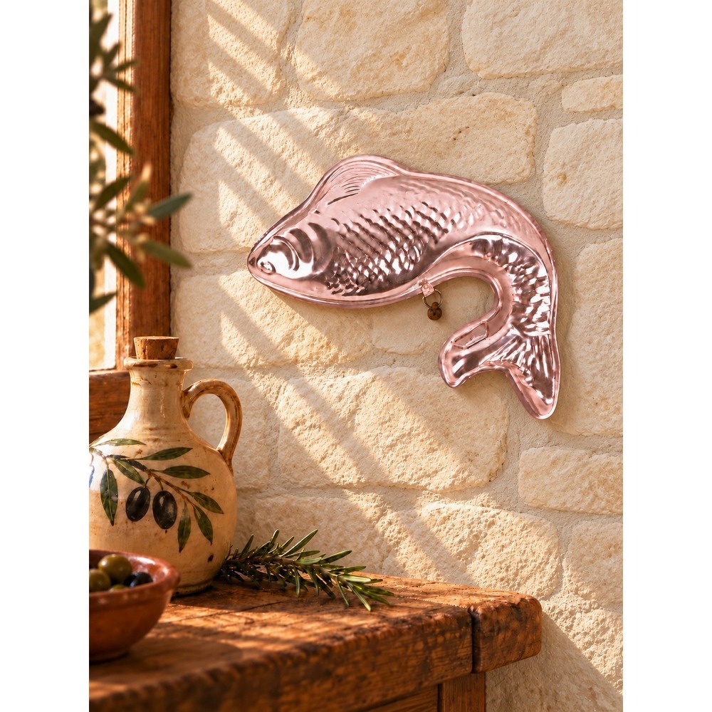 Vtg Copper Tone Fish Mold Pan Koi Gelatin Dessert Cottage Coastal Decor 4cup 12"